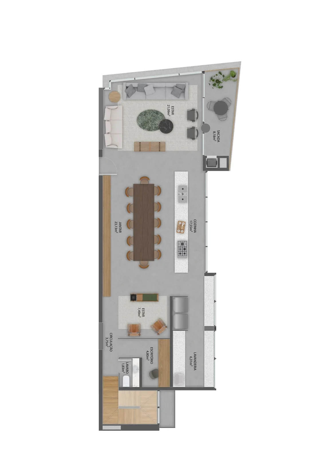 Planta do apartamento — referência Cobertura Final 3 - Inferior