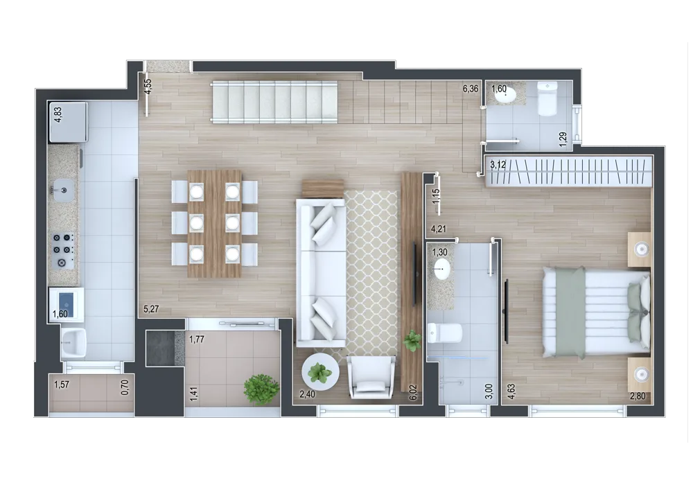 Planta do apartamento — referência Apartamento 3 - Térreo