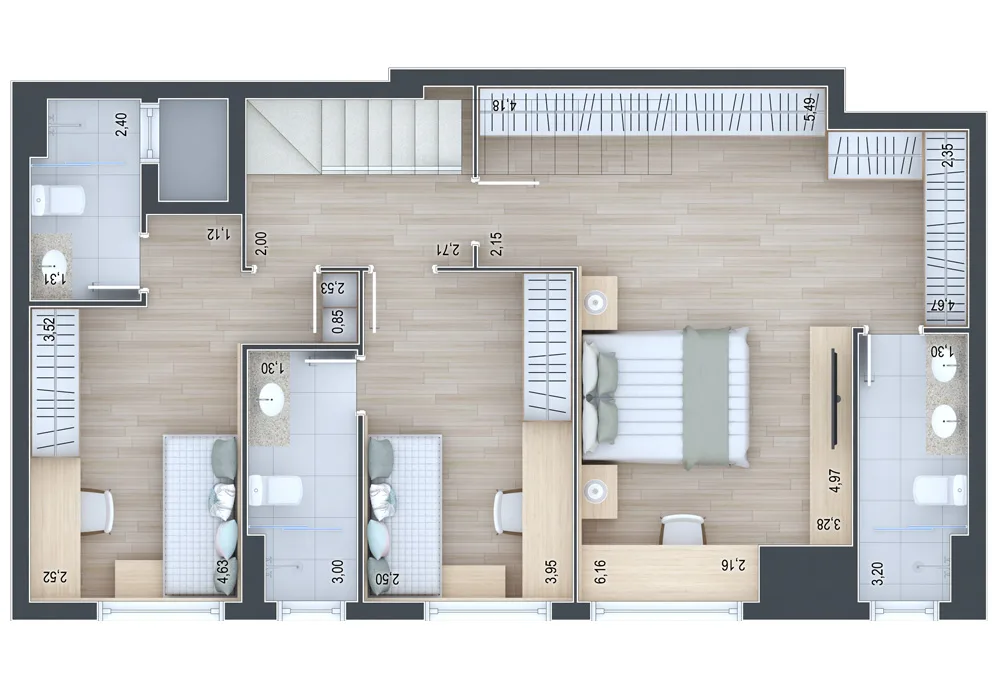 Planta do apartamento — referência Cobertura 714 - andar inferior