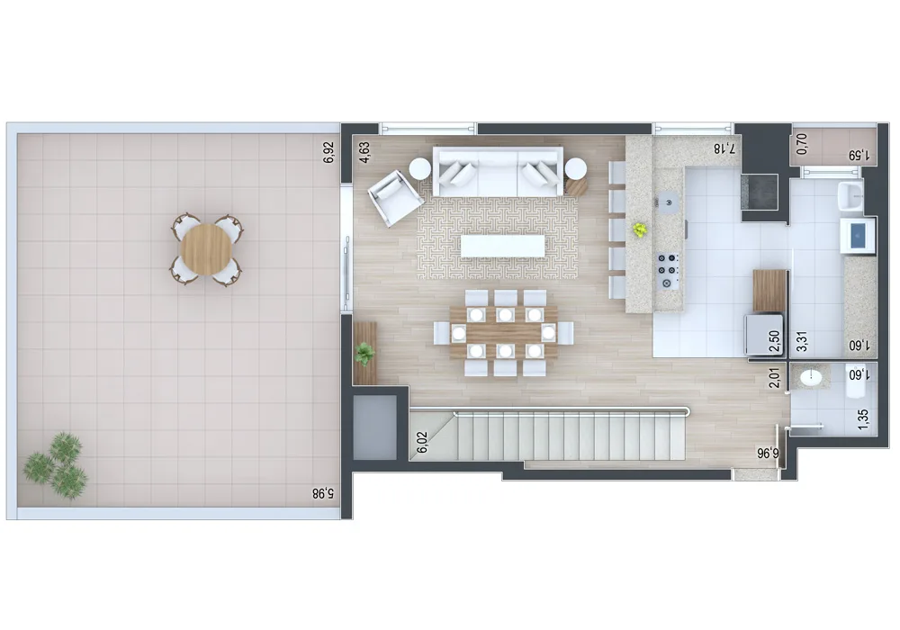Planta do apartamento — referência Cobertura 713 - andar superior