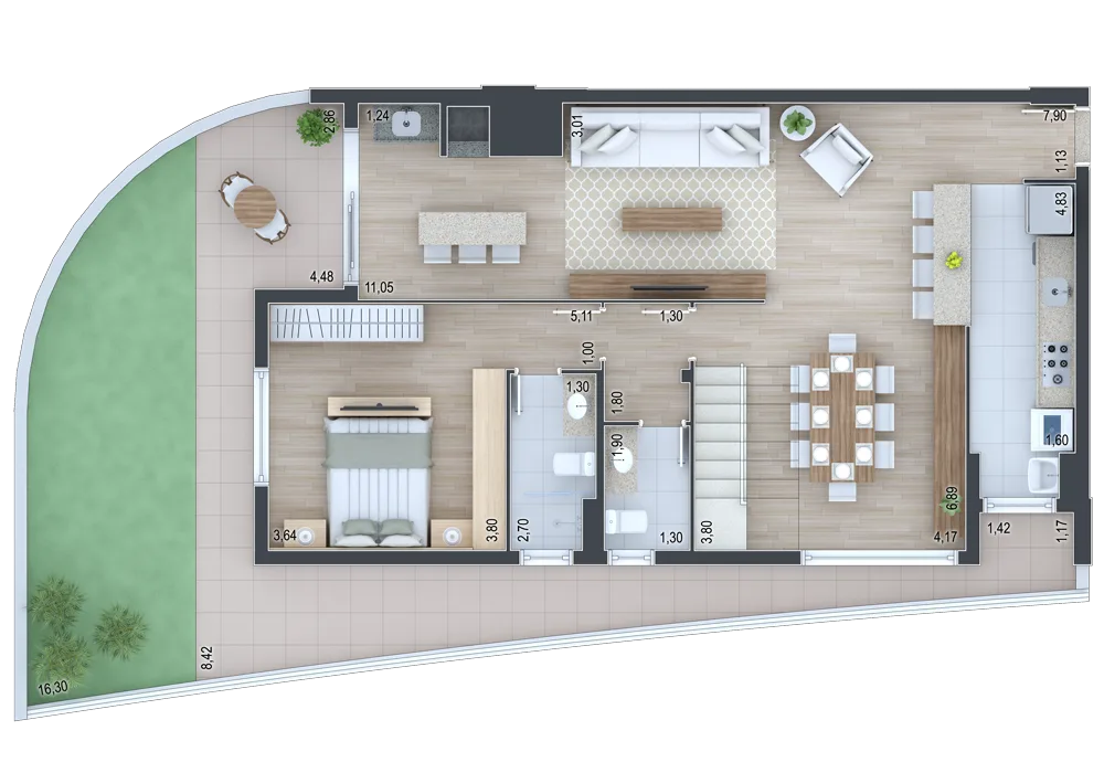 Planta do apartamento — referência Apartamento 1 - Térreo
