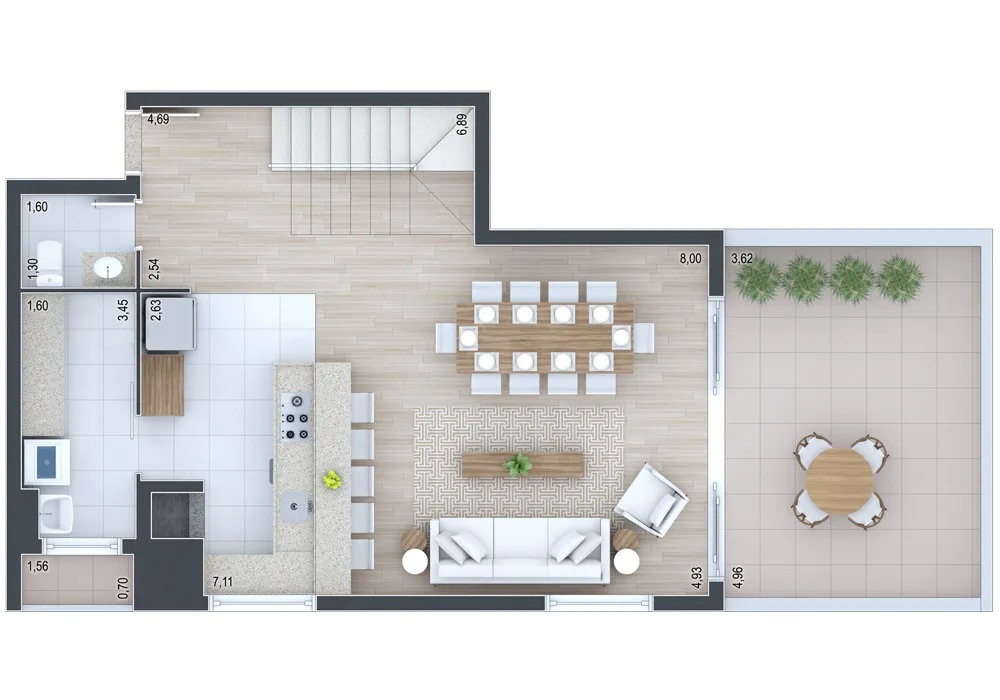 Planta do apartamento — referência Cobertura 705 - andar inferior