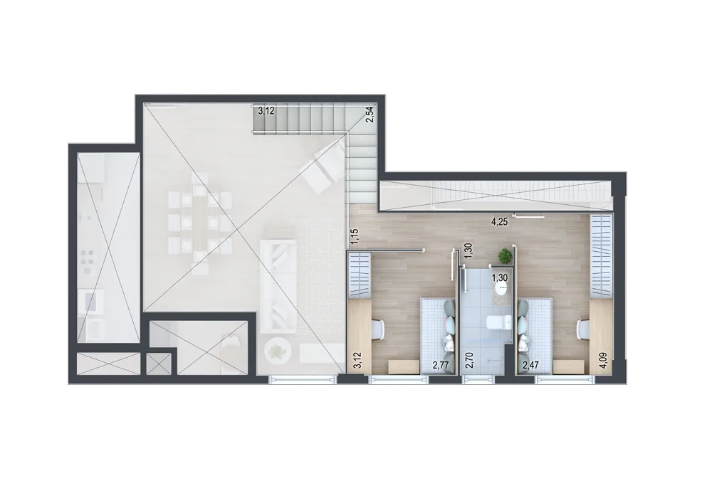 Planta do apartamento — referência Apartamento 5 - Mezanino