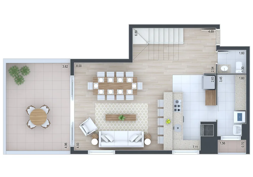 Planta do apartamento — referência Cobertura 707 - andar inferior