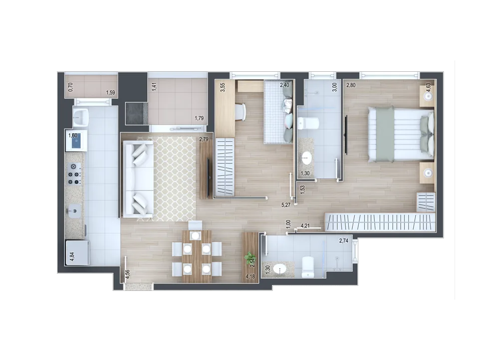 Planta do apartamento — referência Apartamentos 210, 310, 410, 510 e 610