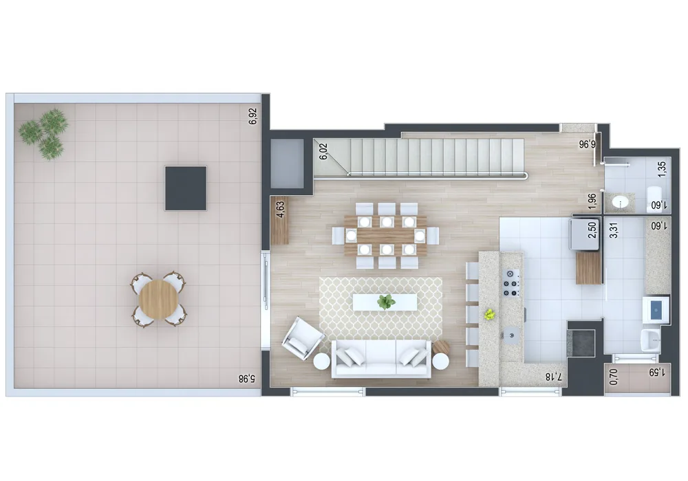 Planta do apartamento — referência Cobertura 714 - andar superior
