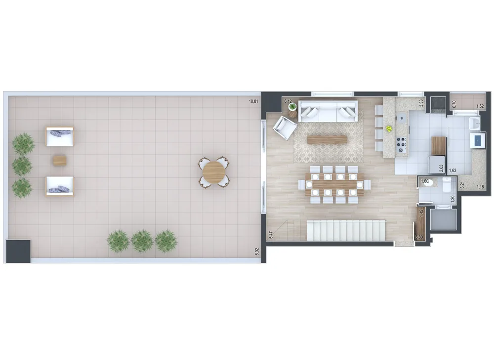 Planta do apartamento — referência Cobertura 704 - andar superior