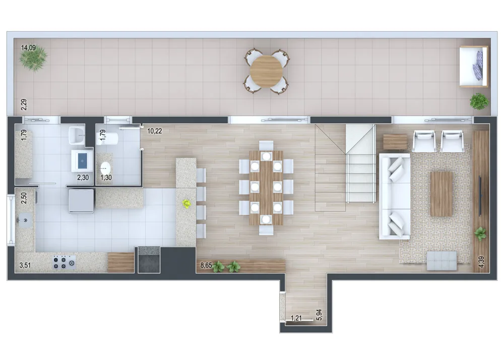 Planta do apartamento — referência Apartamento 515 - andar inferior