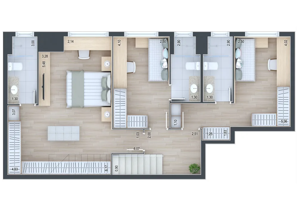 Planta do apartamento — referência Cobertura 704 - andar inferior