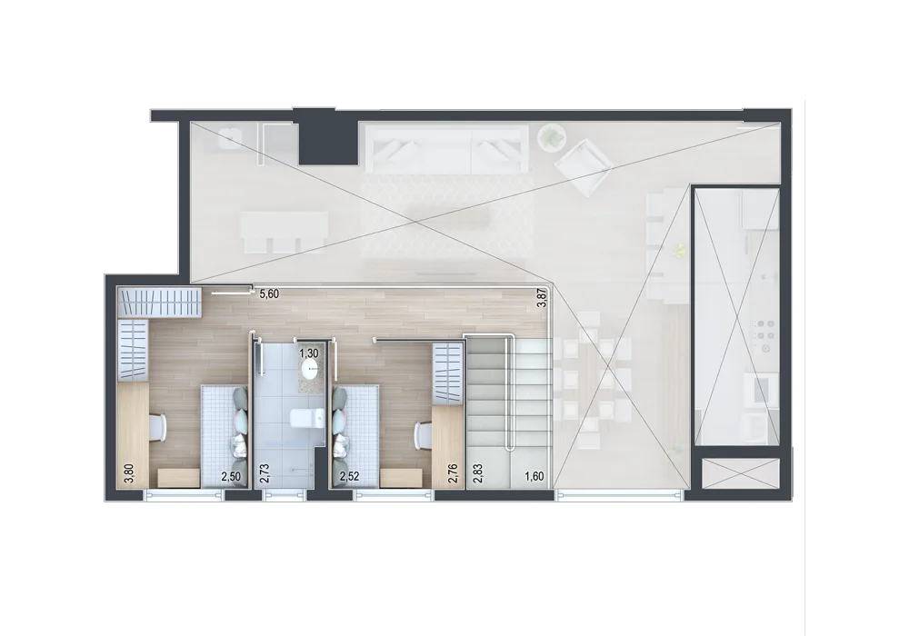 Planta do apartamento — referência Apartamento 1 - Mezanino