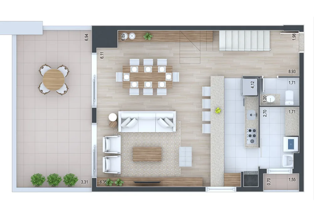 Planta do apartamento — referência Apartamento 501 - andar inferior