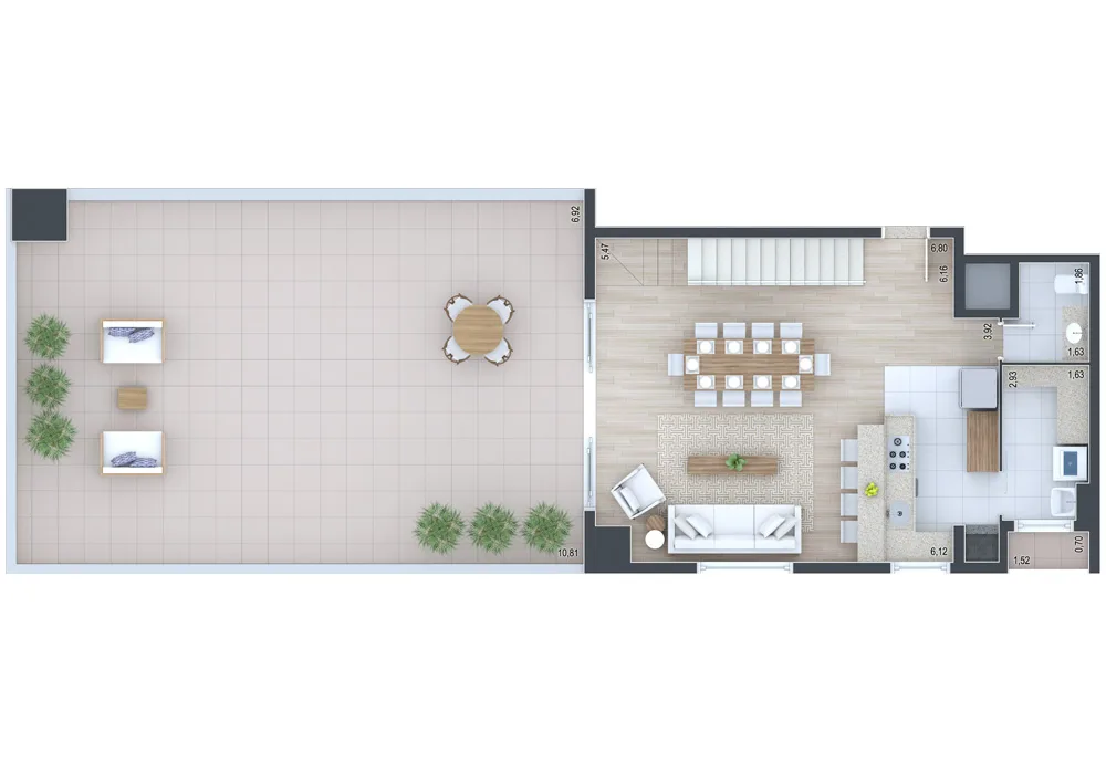 Planta do apartamento — referência Cobertura 703 - andar superior