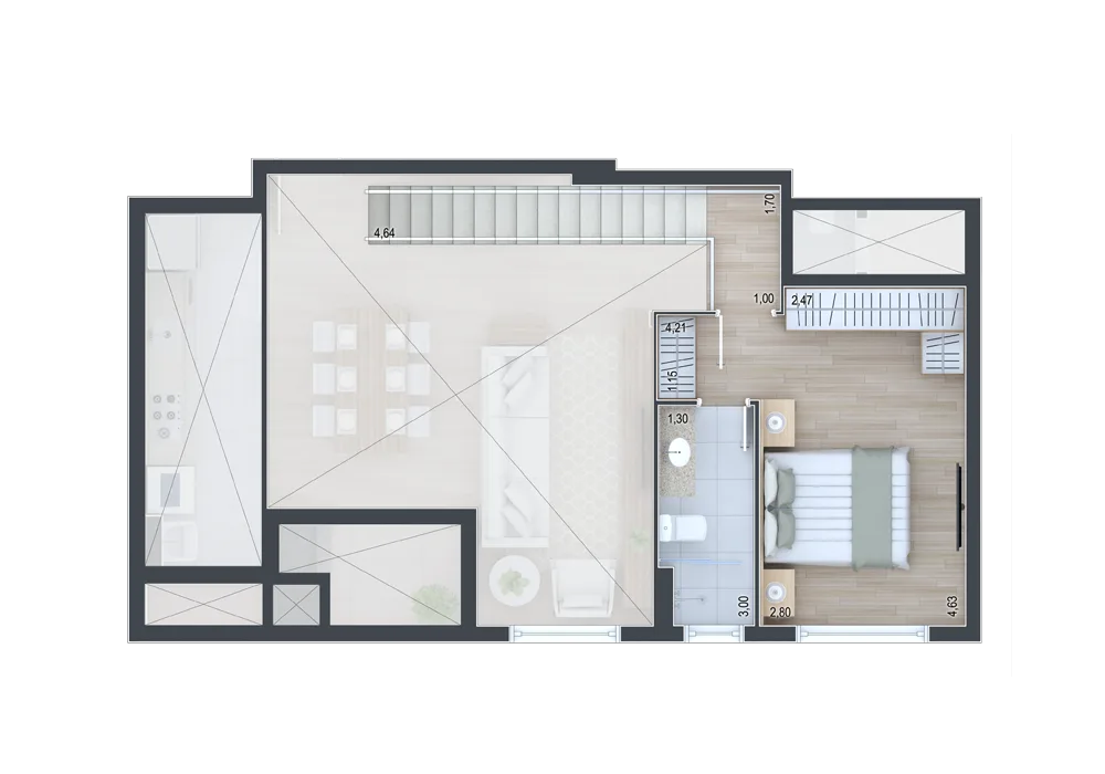 Planta do apartamento — referência Apartamento 3 - Mezanino