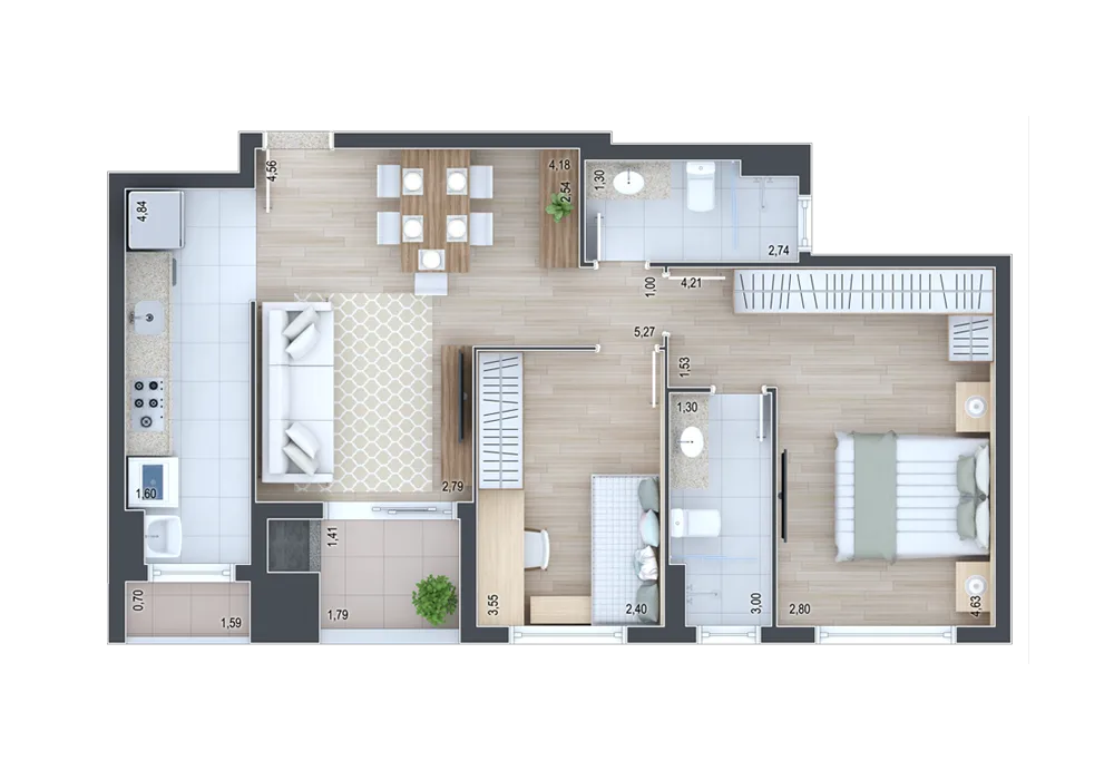 Planta do apartamento — referência Apartamentos 109, 209, 309, 409, 509 e 609