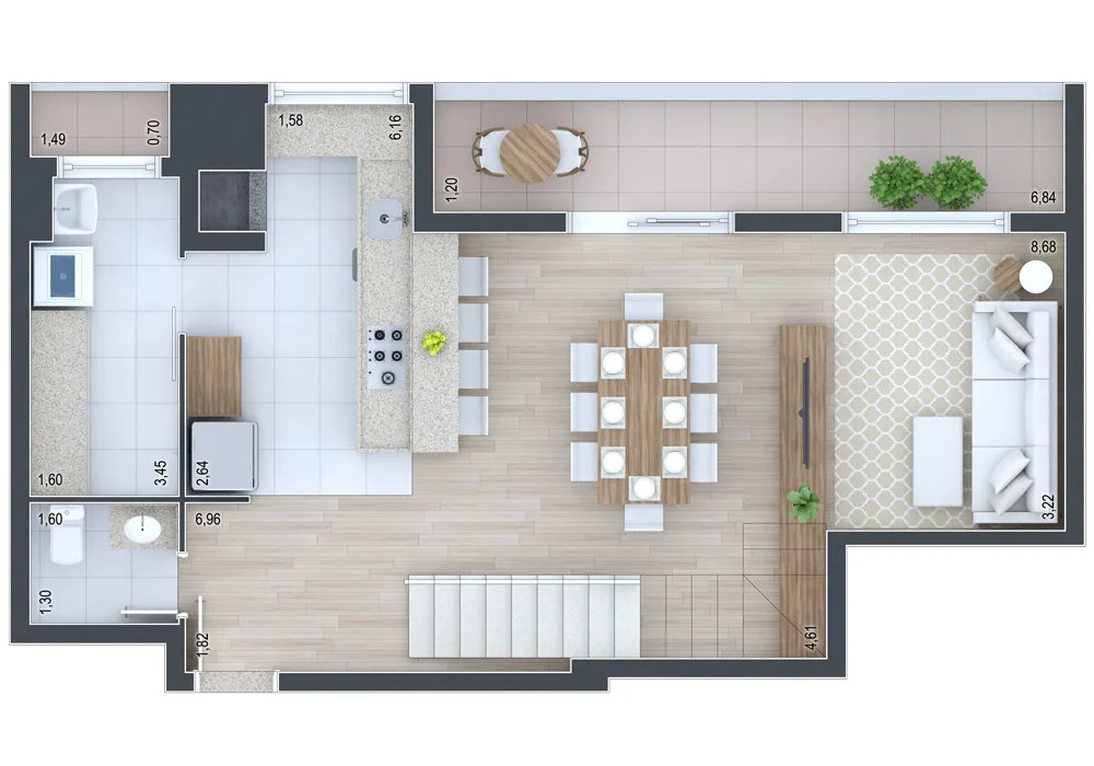 Planta do apartamento — referência Cobertura 710 - andar inferior