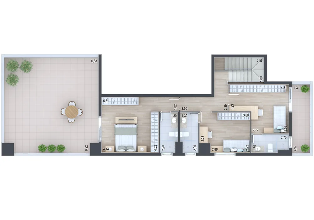 Planta do apartamento — referência Cobertura 705 - andar superior