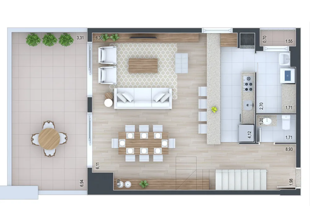 Planta do apartamento — referência Apartamento 502 - andar inferior