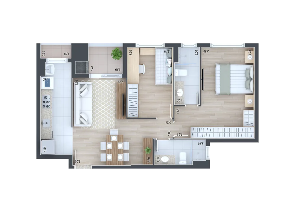 Planta do apartamento — referência Apartamentos 412, 512 e 612