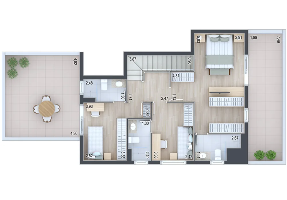 Planta do apartamento — referência Cobertura 712 - andar superior