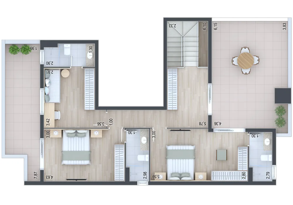 Planta do apartamento — referência Cobertura 711 - andar superior