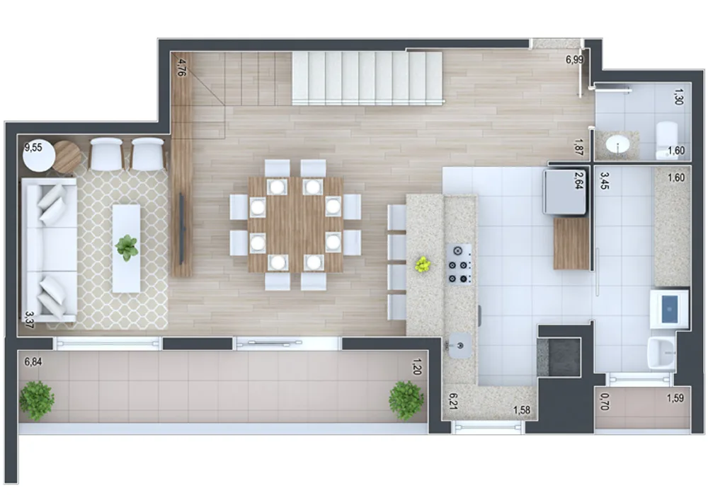 Planta do apartamento — referência Cobertura 712 - andar inferior