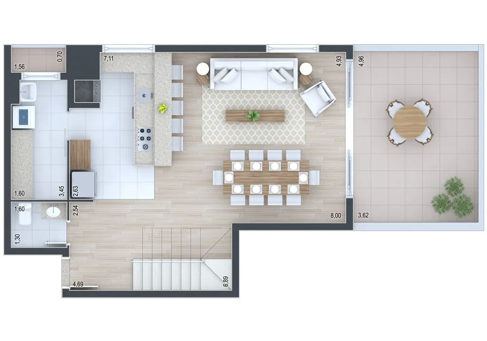 Planta do apartamento — referência Cobertura 706 - andar inferior