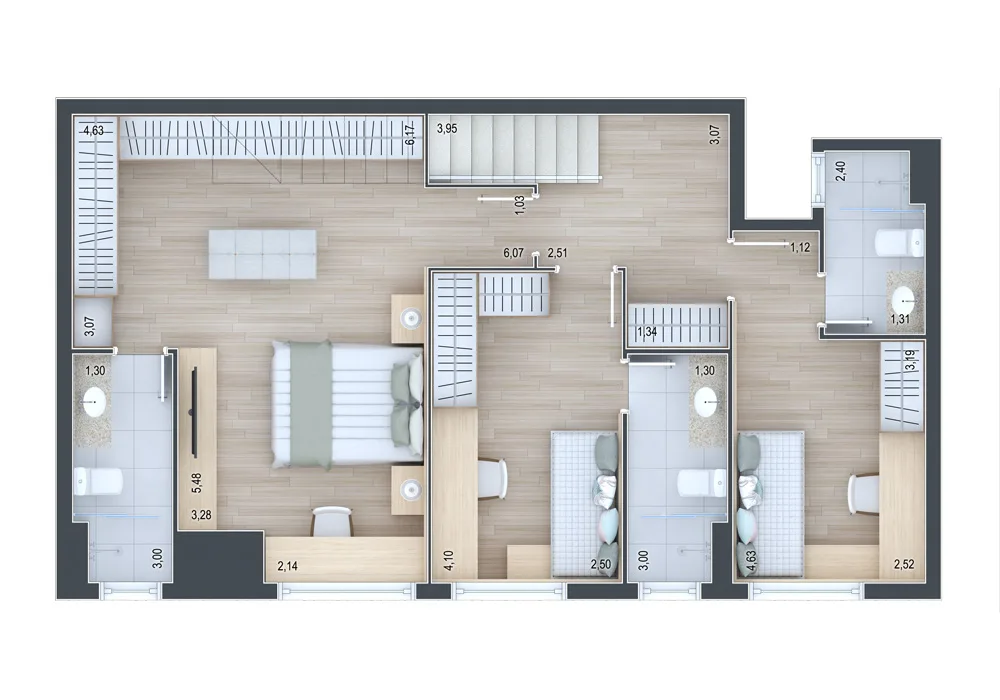 Planta do apartamento — referência Cobertura 703 - andar inferior