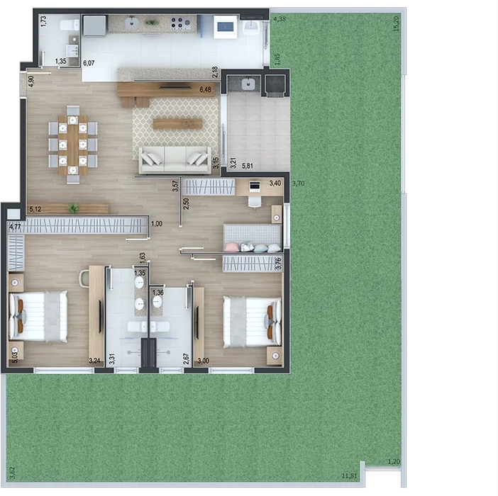 Planta do apartamento — referência Garden 02