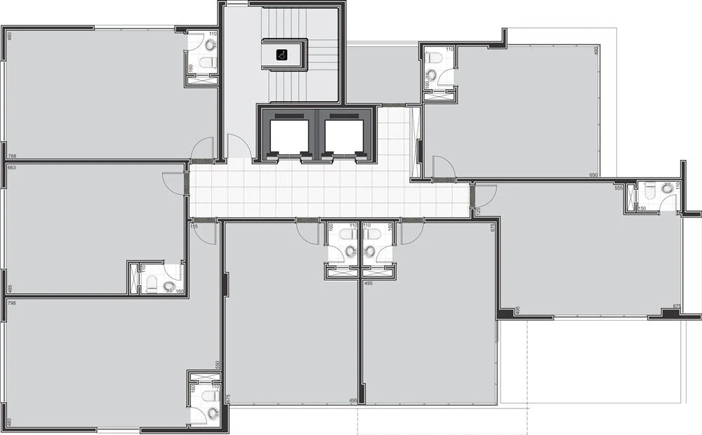 Planta dos pavimentos do 2º ao 6º andar