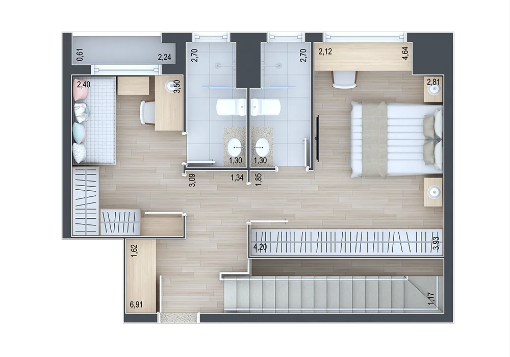 Planta do apartamento — referência Apartamento duplex 2303 - andar superior