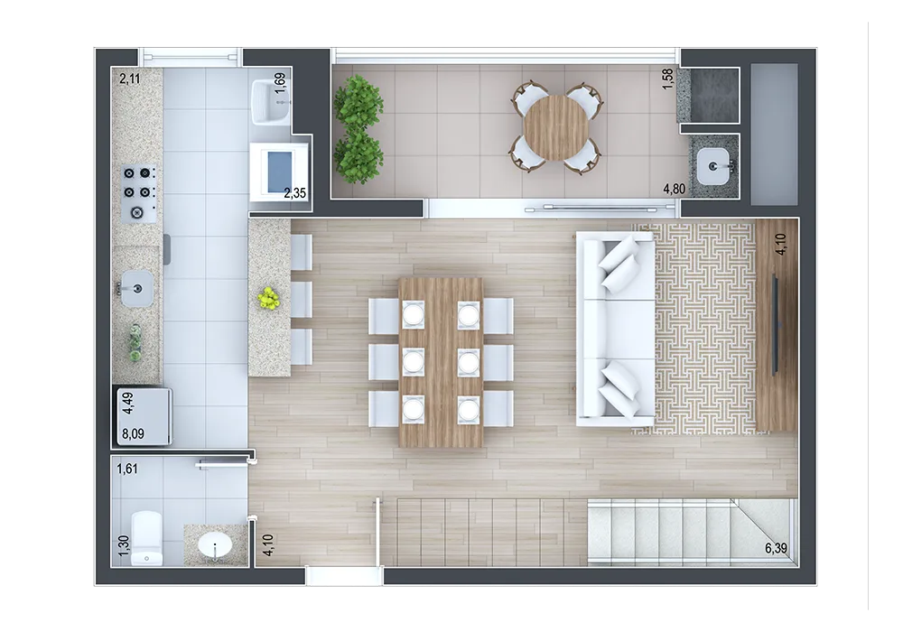 Planta do apartamento — referência Apartamento duplex 2503 - andar inferior