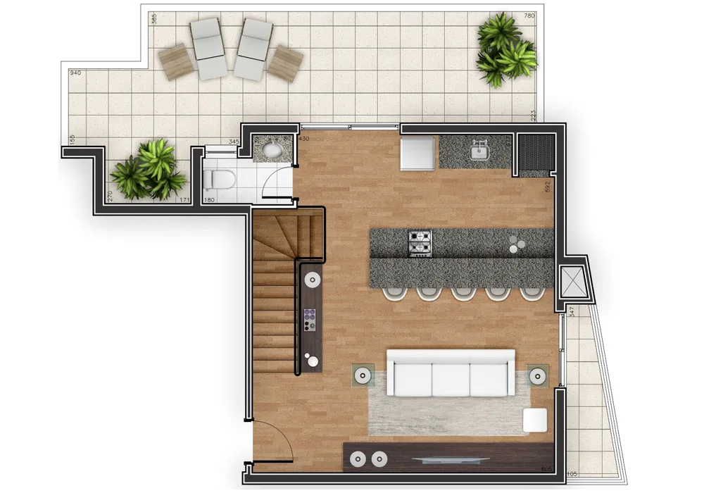 Planta do apartamento — referência Cobertura Duplex - Andar inferior