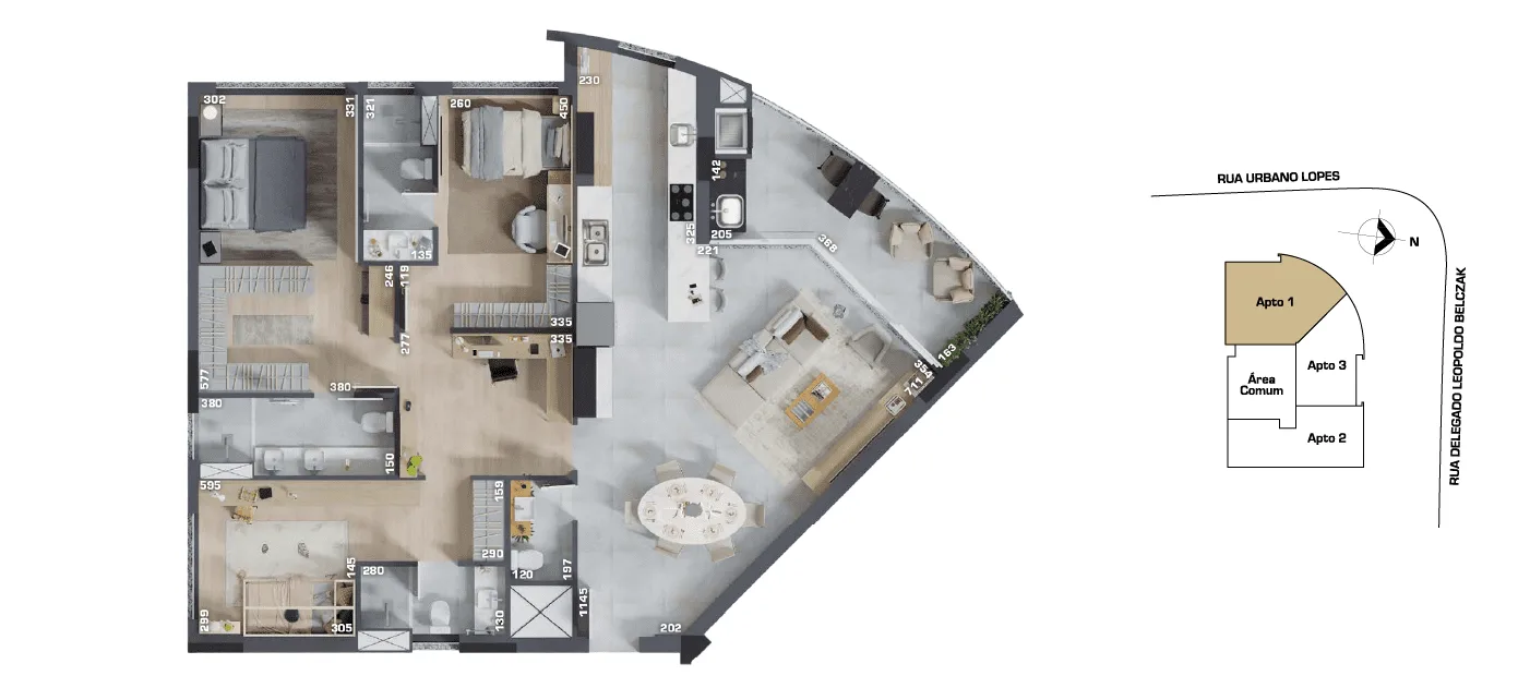 Planta do apartamento — referência gran solare apartamento tipo 1