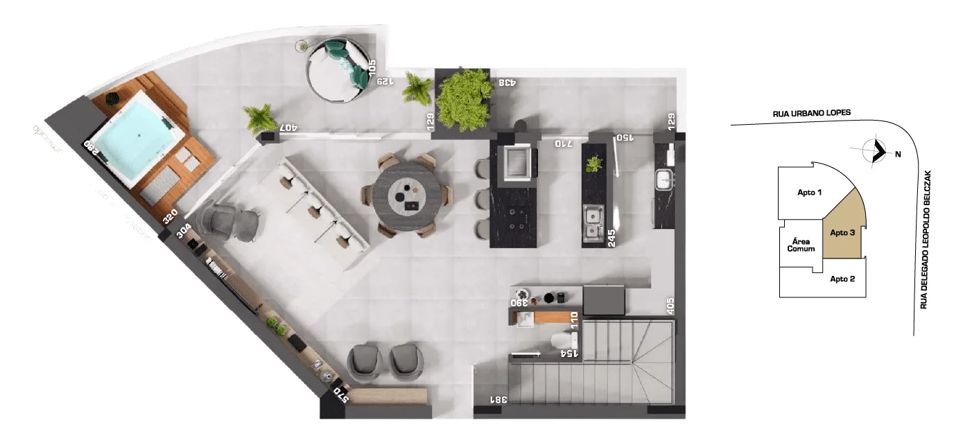 Planta do apartamento — referência gran solare cobertura duplex final 3 inferior