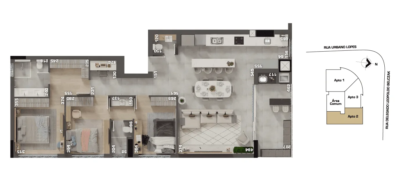 Planta do apartamento — referência gran solare apartamento tipo 2