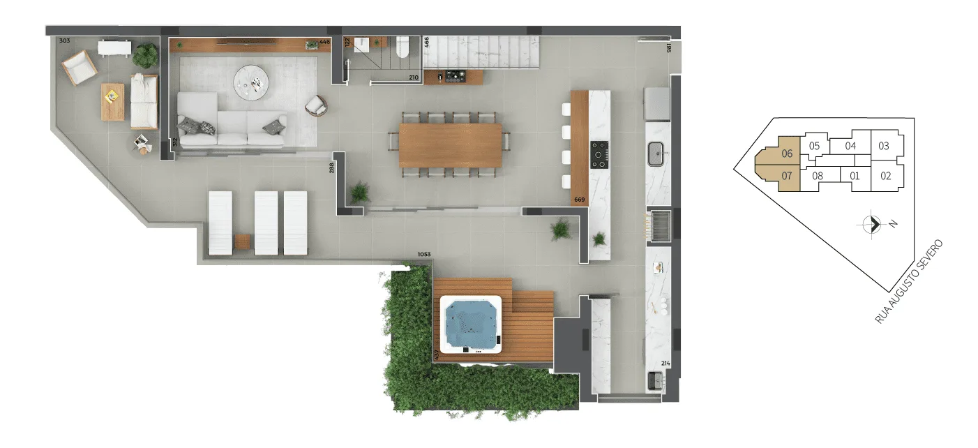 Planta do apartamento — referência sangioveses cobertura tipo 6 e 7 inferior