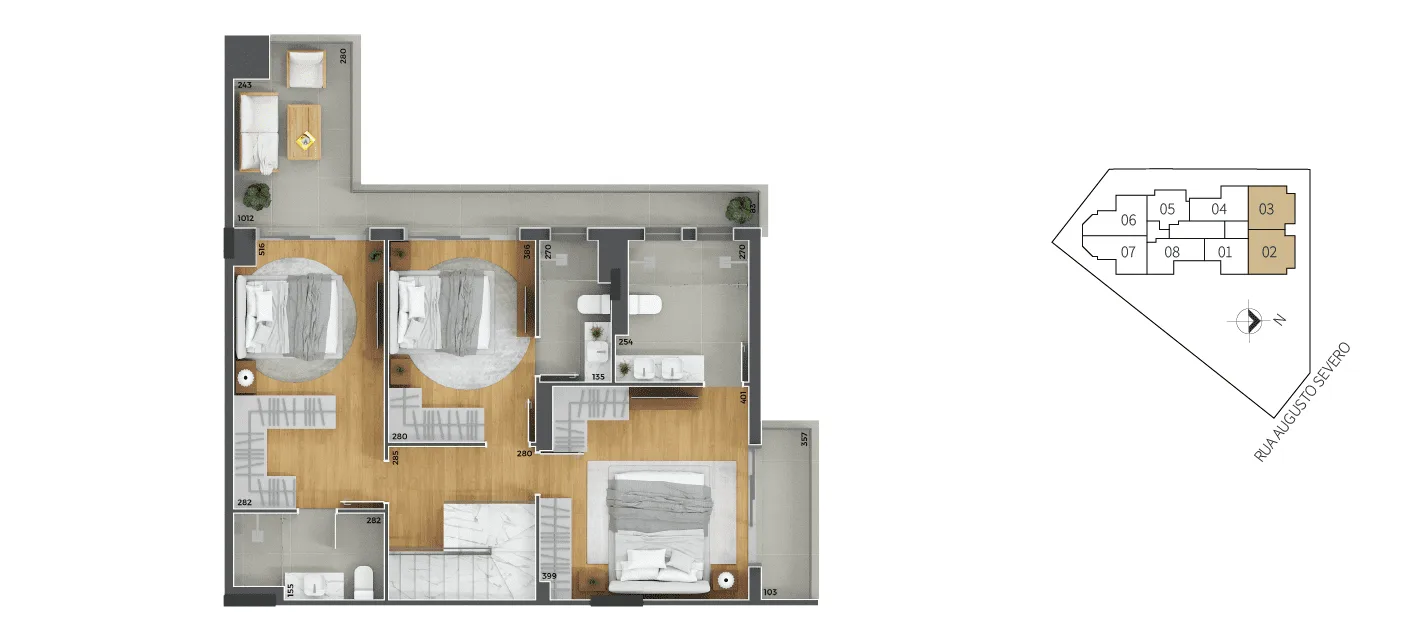 Planta do apartamento — referência sangioveses cobertura tipo 2 e 3 superior