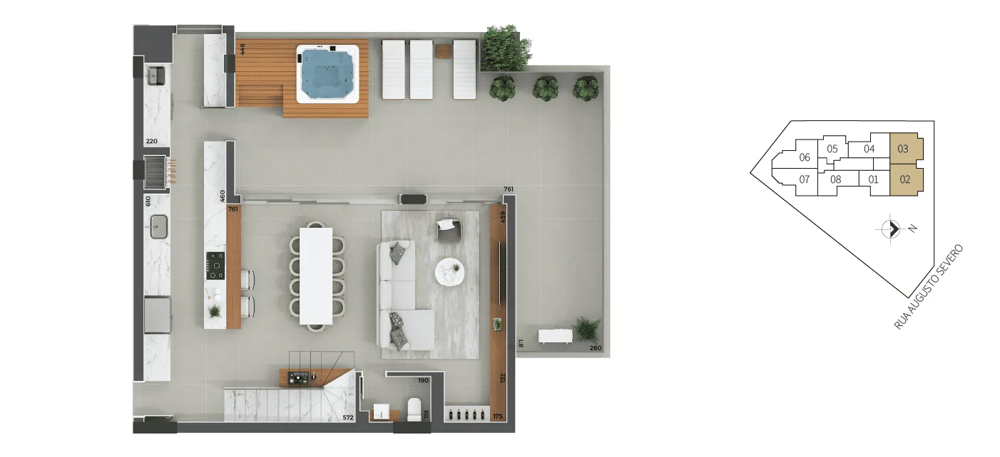 Planta do apartamento — referência sangioveses cobertura tipo 2 e 3 inferior