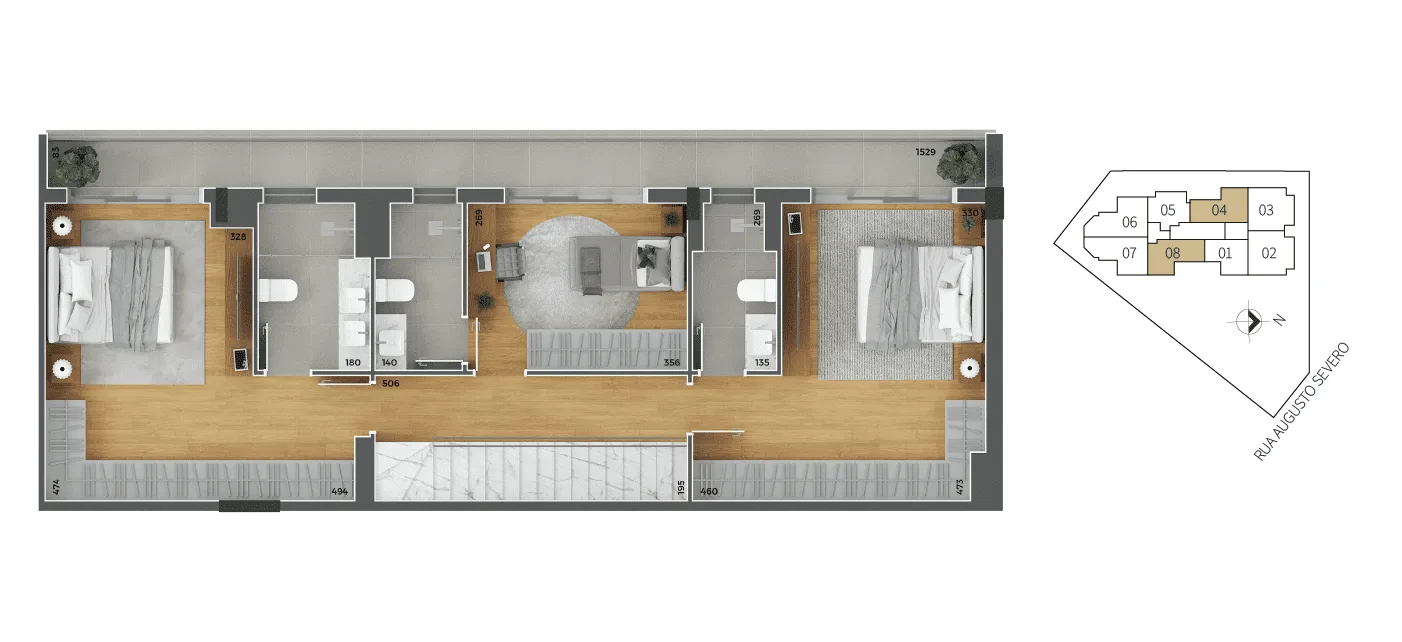 Planta do apartamento — referência sangioveses cobertura tipo 4 e 8 superior