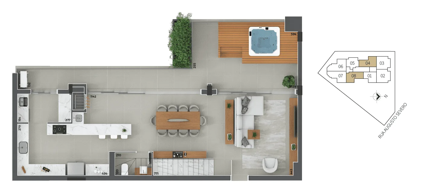 Planta do apartamento — referência sangioveses cobertura tipo 4 e 8 inferior