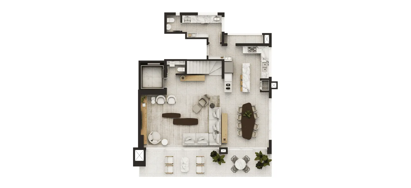 Planta do apartamento — referência BLANC - Garden Suspenso Duplex 1802 - Superior