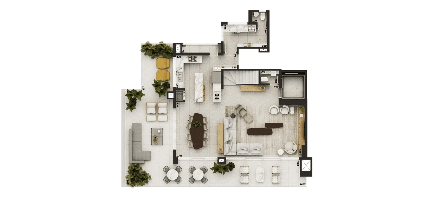 Planta do apartamento — referência BLANC - Garden Suspenso Duplex 1801 - Inferior