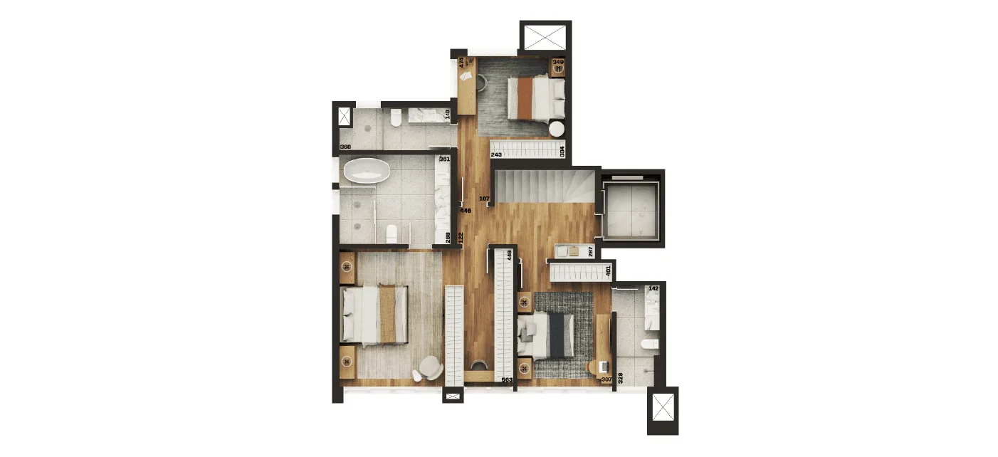 Planta do apartamento — referência BLANC - Garden Suspenso Duplex 1802 - Superior