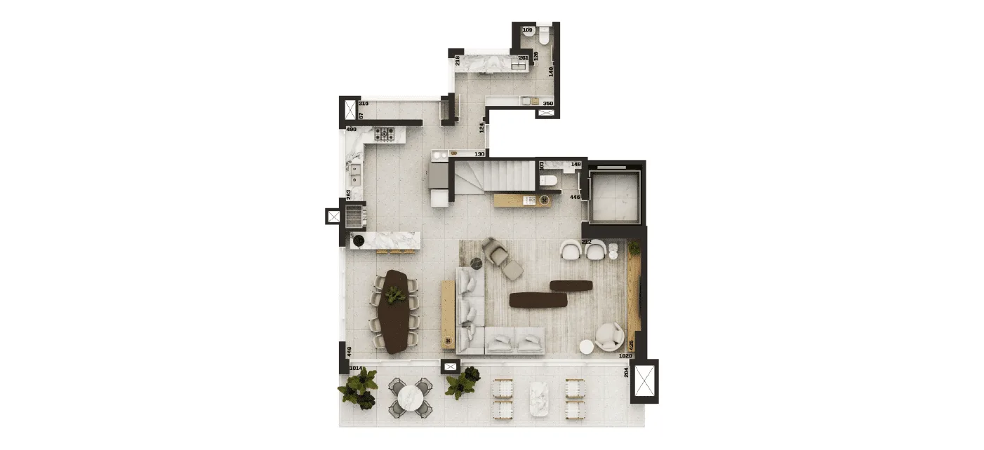 Planta do apartamento — referência BLANC - DUPLEX 20 e 22 - Inferior