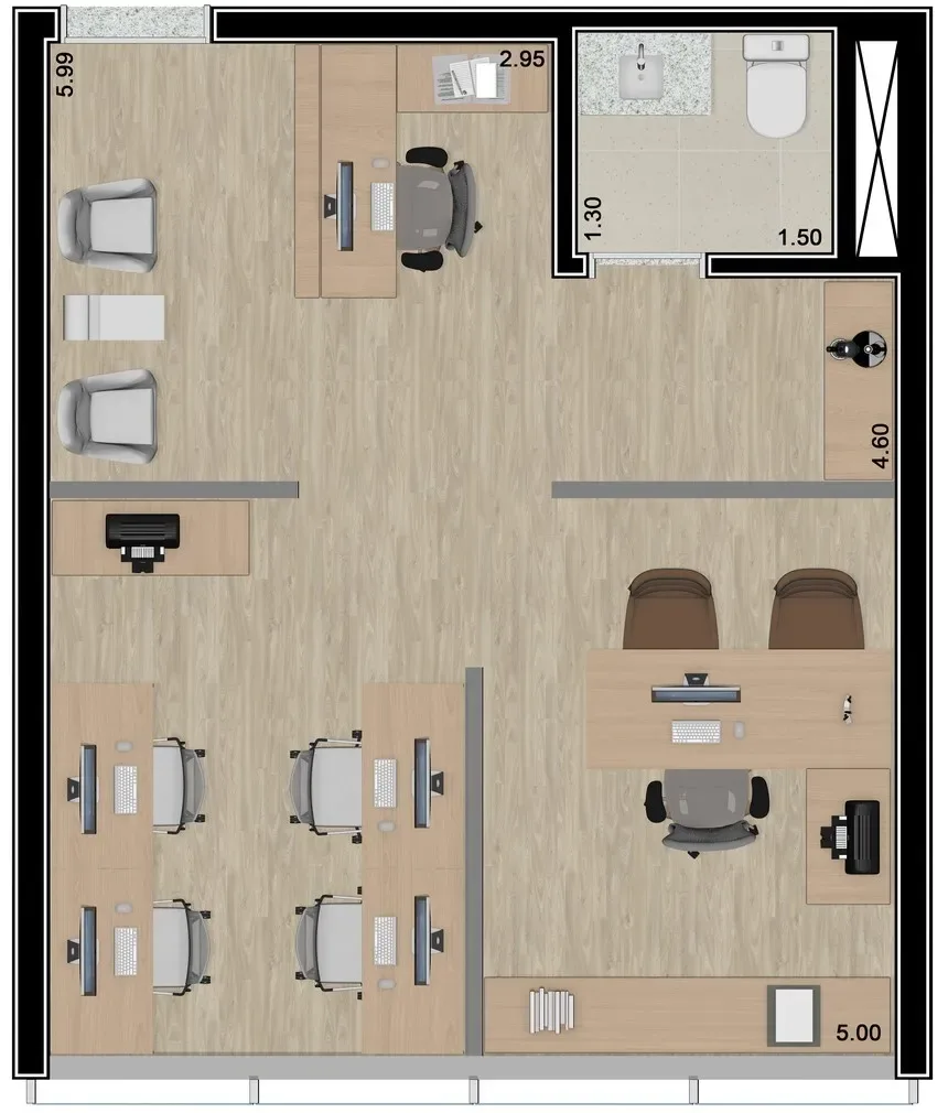 Planta ilustrativa da sala comercial