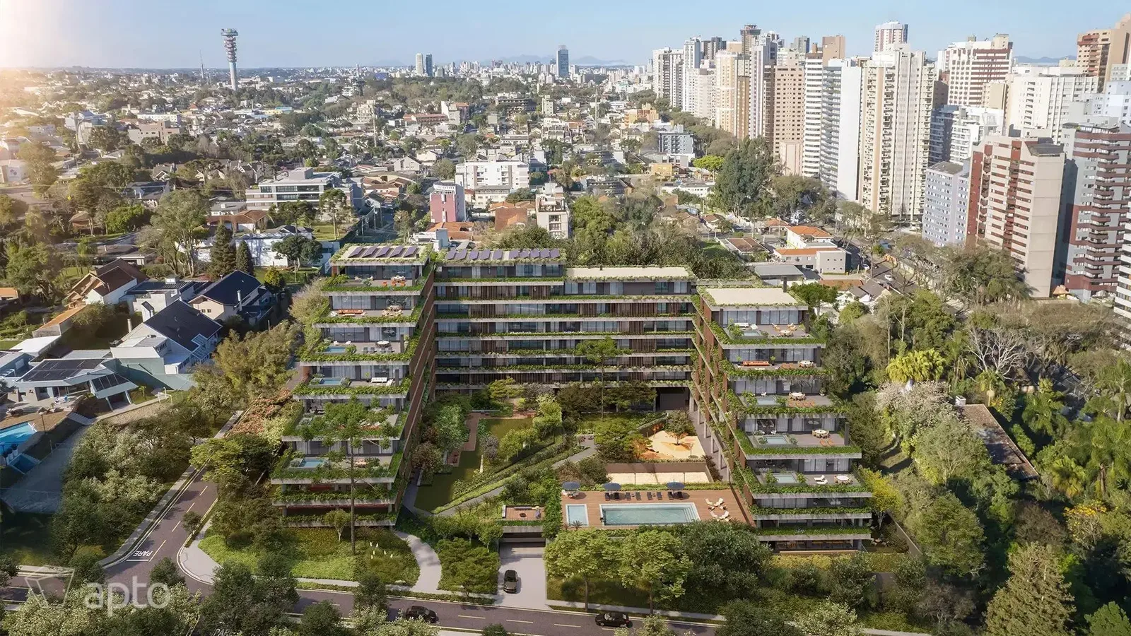 Perspectiva do empreendimento no entorno
