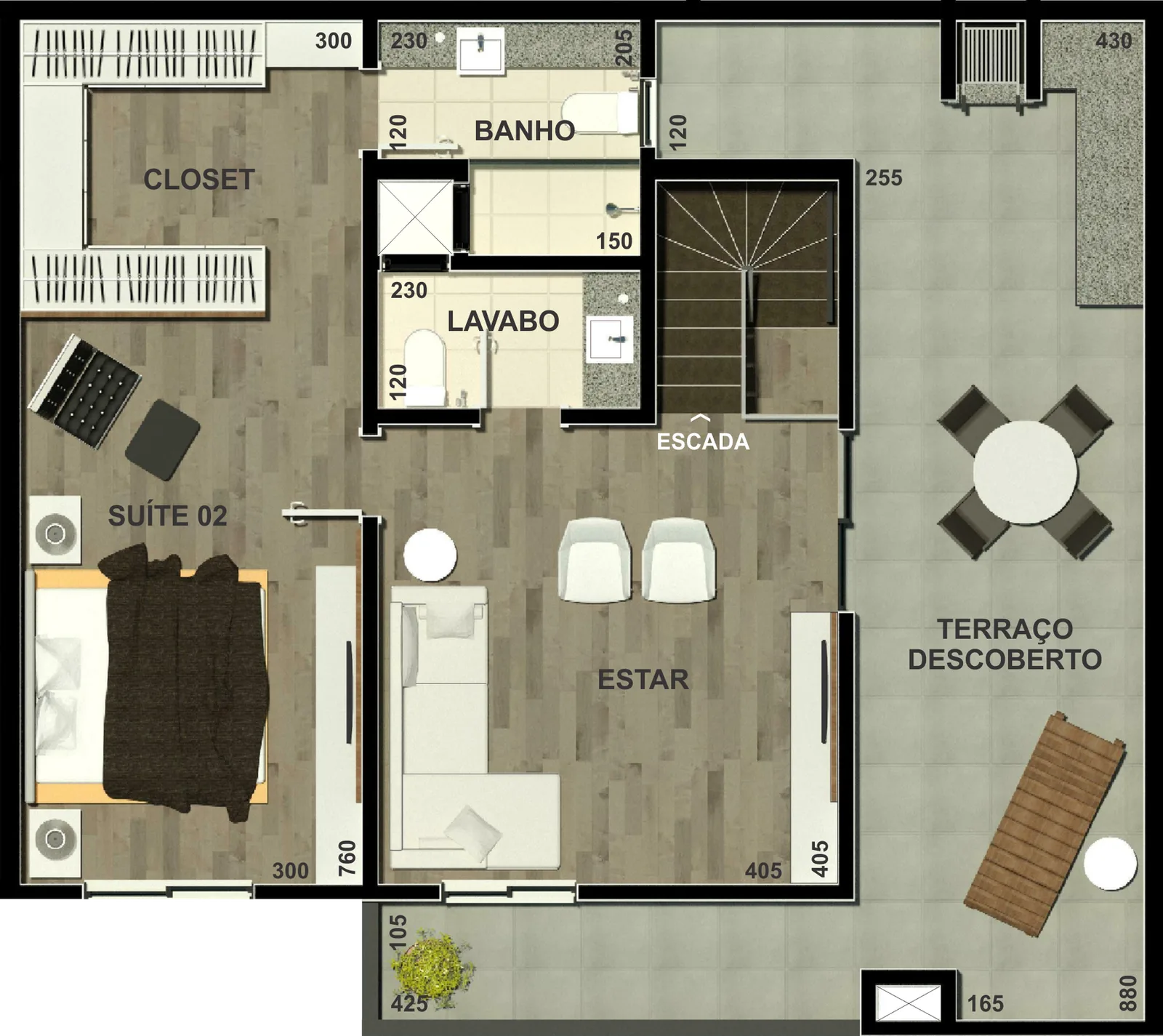 Planta da cobertura — piso superior