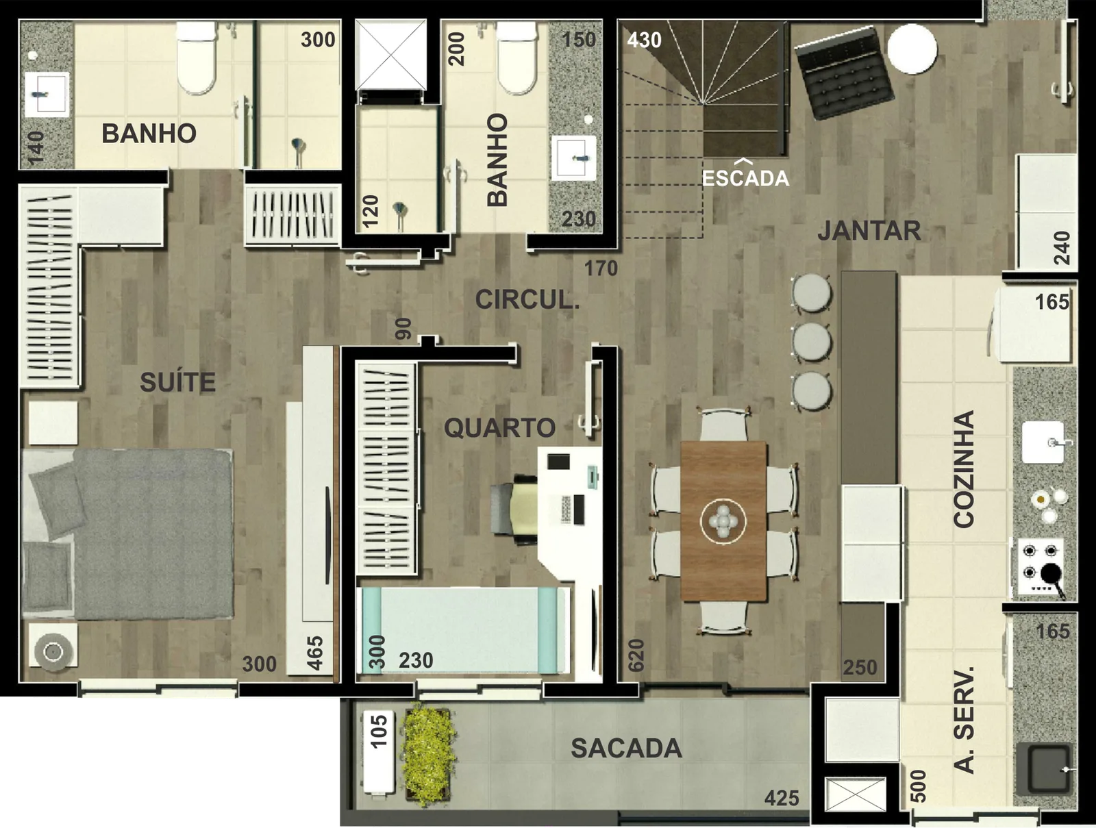 Planta da cobertura — piso inferior