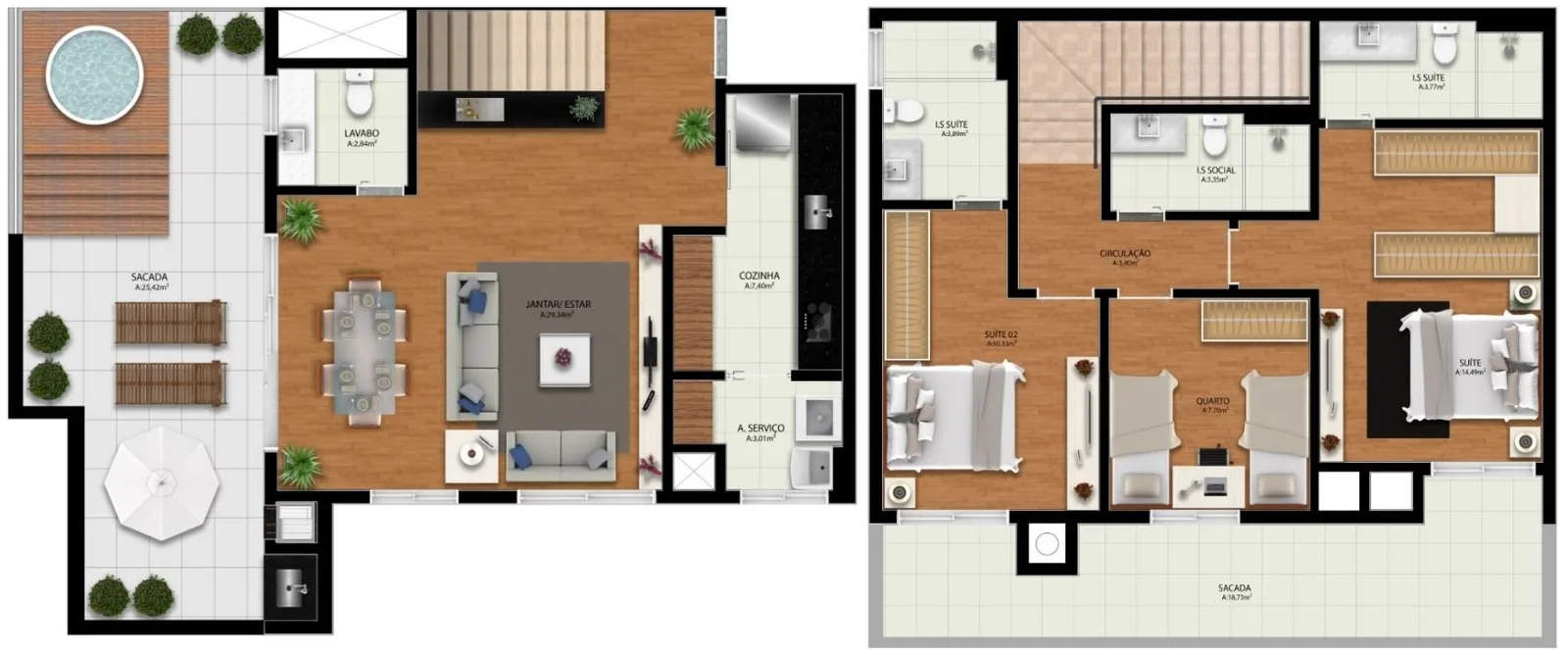 Planta do apartamento — referência PH 07 e 08 INF SUP 1