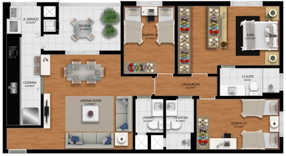 Planta do apartamento — referência F 01 1